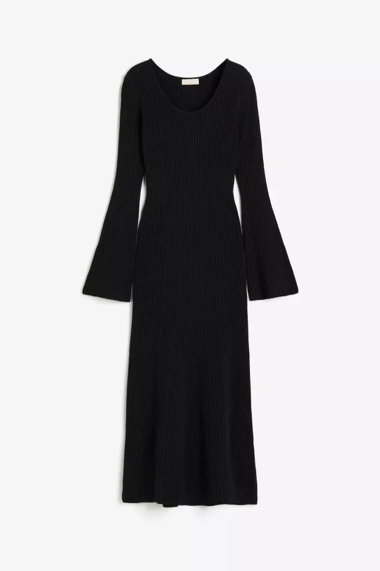 Silk-blend Rib-knit Dress - Black … curated on LTK