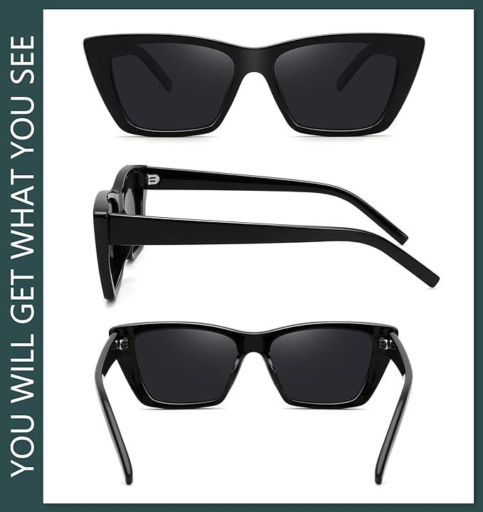 WOWSUN Narrow Small Vintage Polarized Cat Eye Sunglasses for Women | Amazon (US)