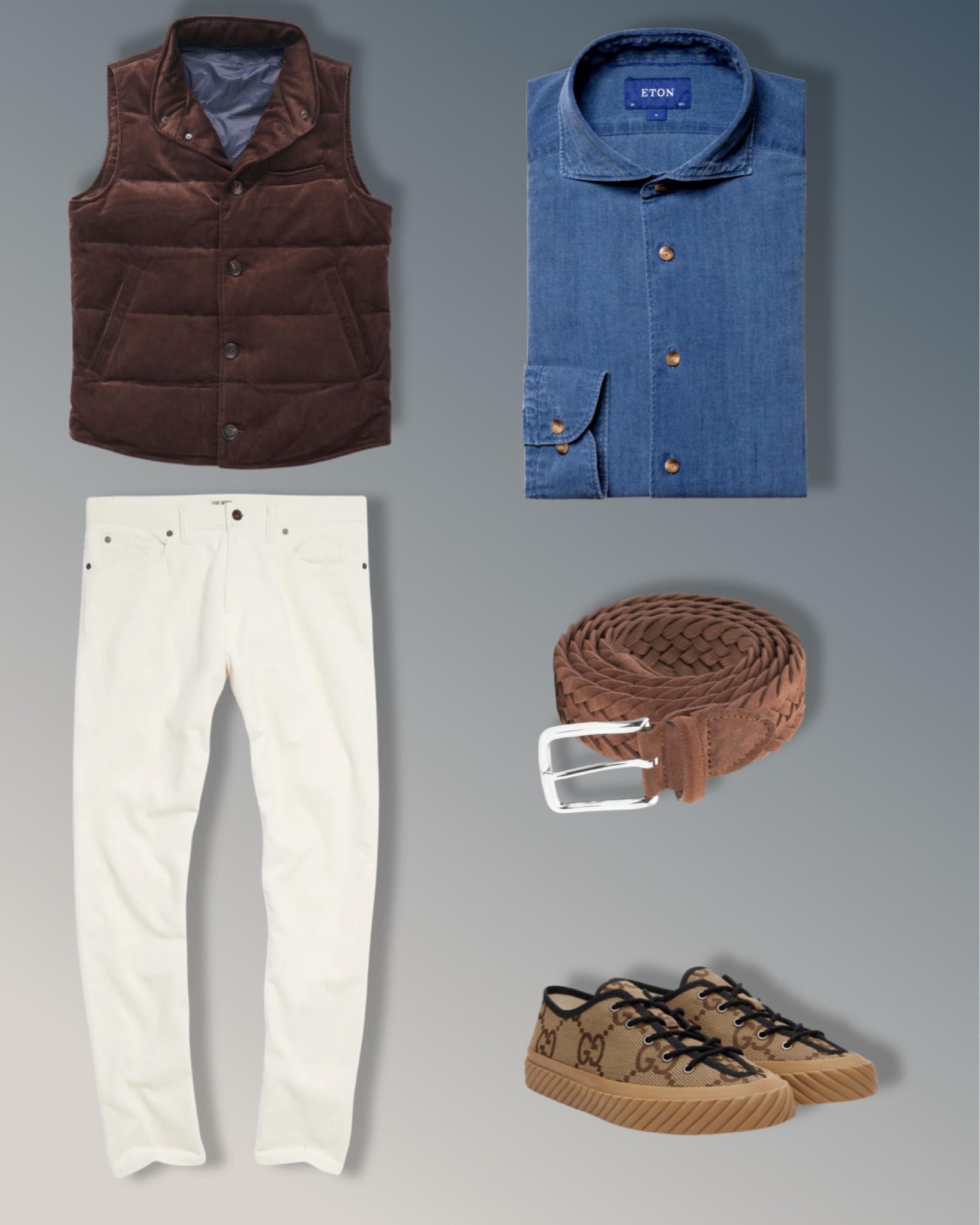Unapologetically suave: this outfit channels Italian flair and rounds it out with American touch. Soft yet sturdy denim shirting makes the outfit a touch more approachable, but that detracts nothing from the luxury of top-notch corduroy and designer kicks. Can’t beat that! 

#LTKSeasonal #LTKstyletip #LTKmens