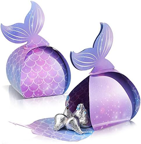 36 Pieces Mermaid Candy Boxes Mermaid Tail Treat Boxes Mermaid Party Favor Boxes Mermaid Present Box | Amazon (US)