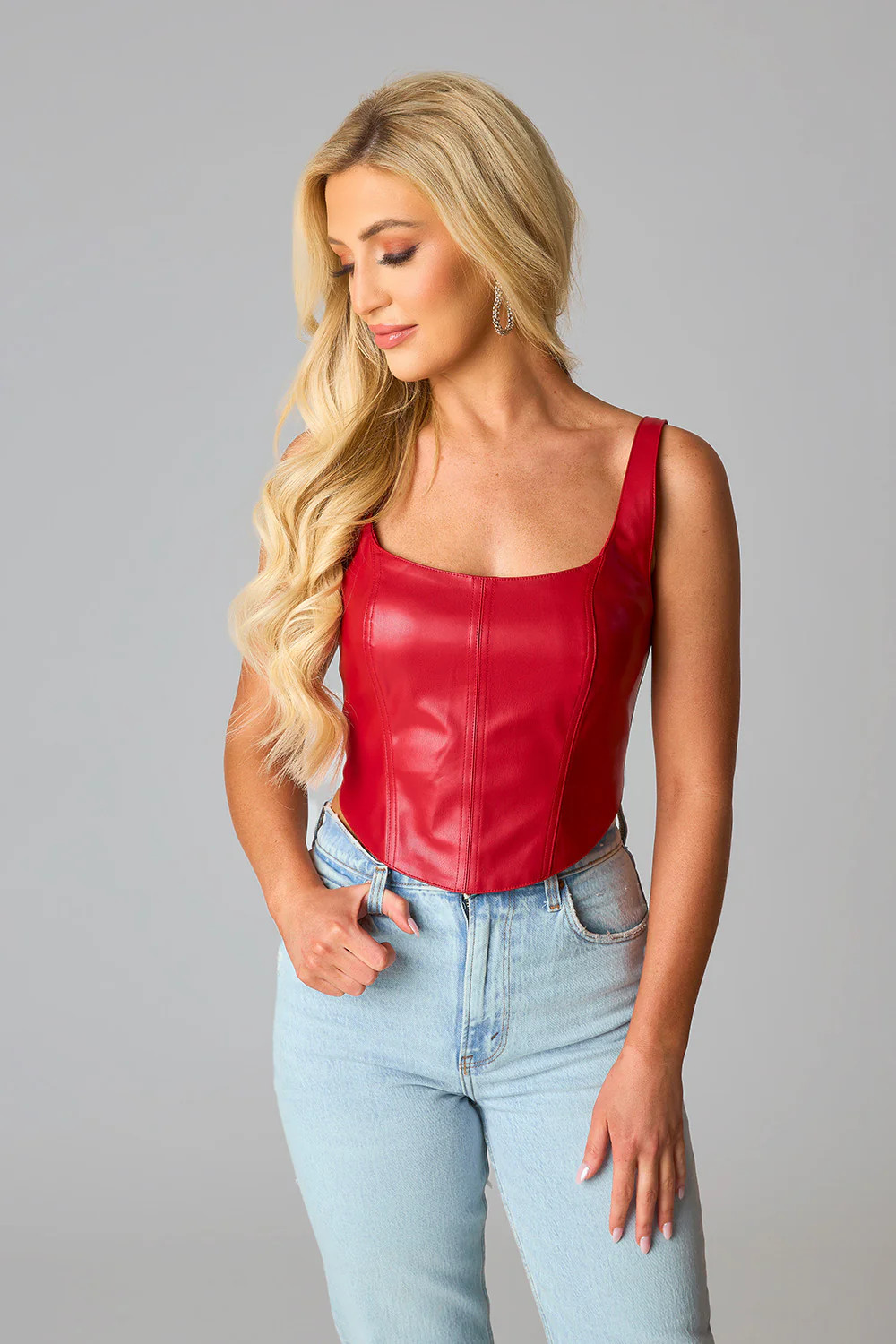 BuddyLove | Coco Vegan Leather Corset Top | Scarlet | BuddyLove
