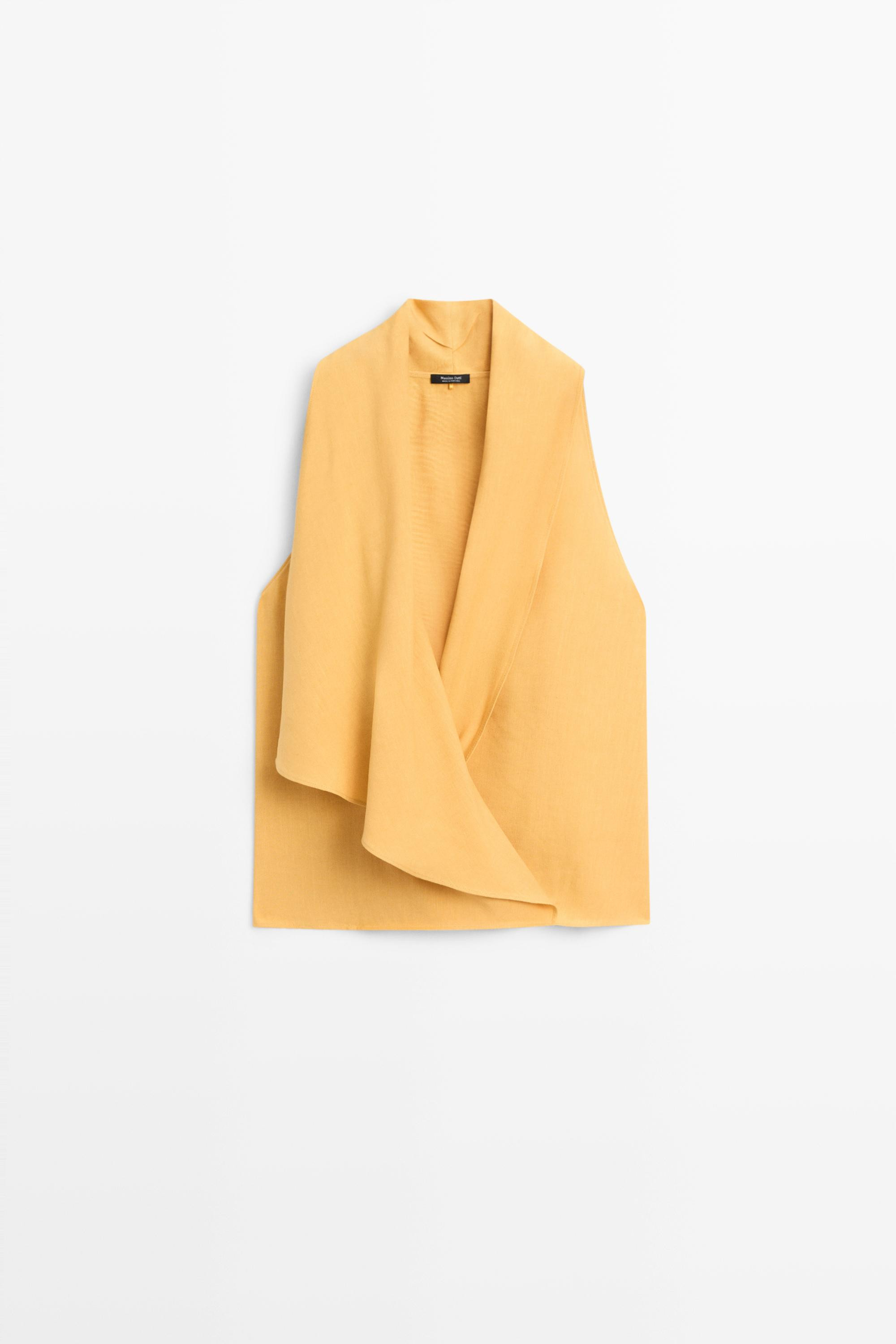 Flowing halter top with ruffle detail | Massimo Dutti US
