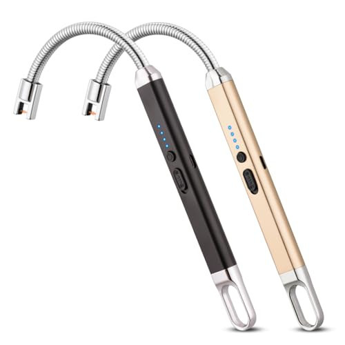 MEIRUBY 2 Pack Electric Arc Lighter, Rechargeable USB, Windproof, Splashproof, Long Neck, Portable, Modern Style, Black/Champagne Gold | Amazon (US)