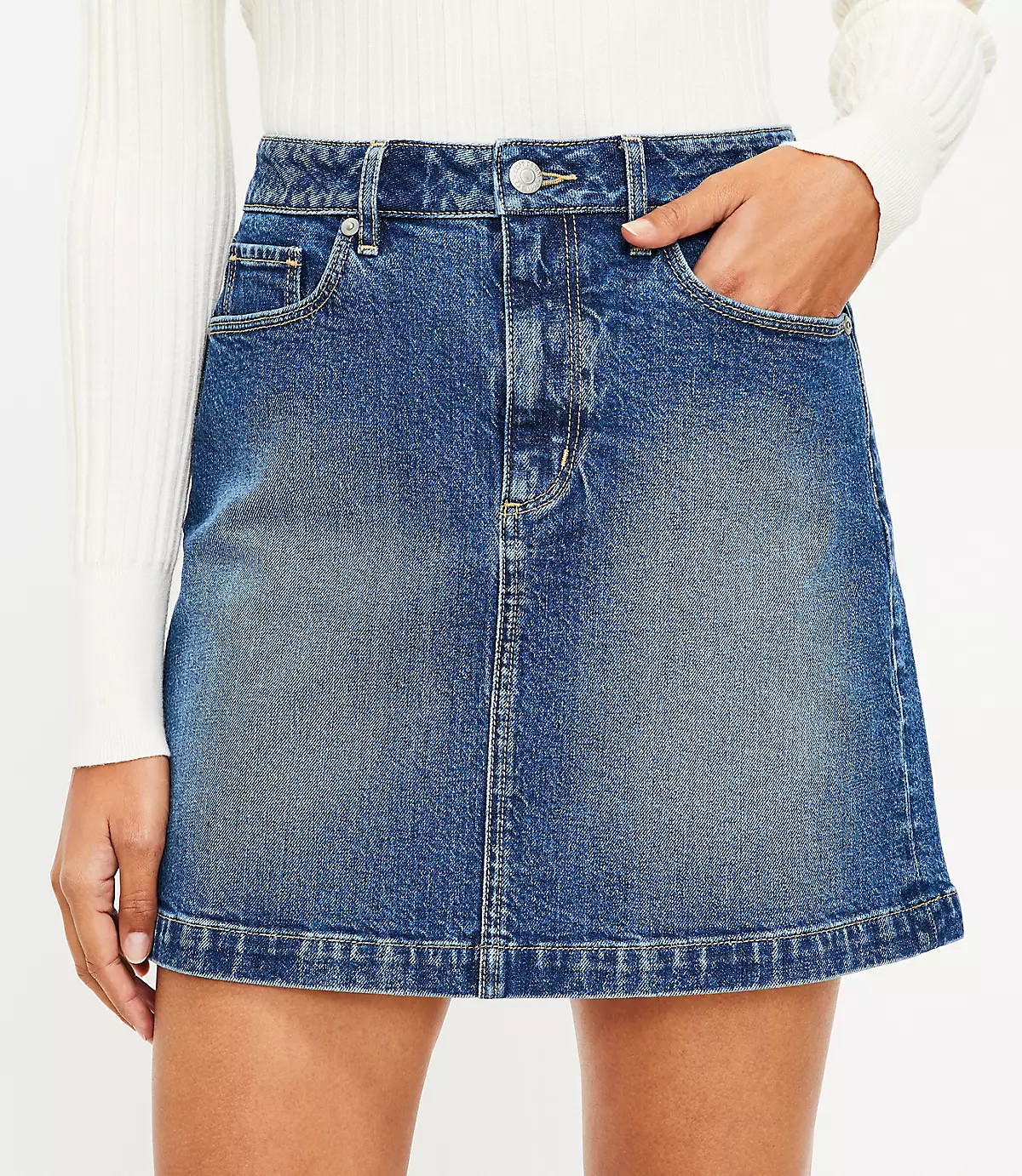 Denim Shift Skirt in Modern Indigo Wash | LOFT