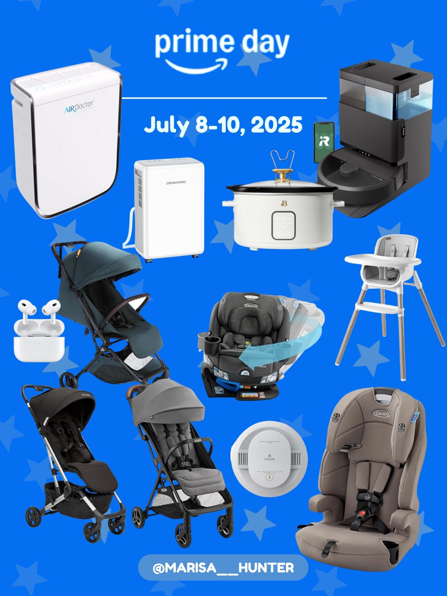 Big ticket Amazon prime items 

Air purifier dehumidifier crockpot robot vacuum mop AirPods compact strollers foldable high chair swivel car seat fire and co2 alarm 

#LTKHome #LTKTravel #LTKBaby
