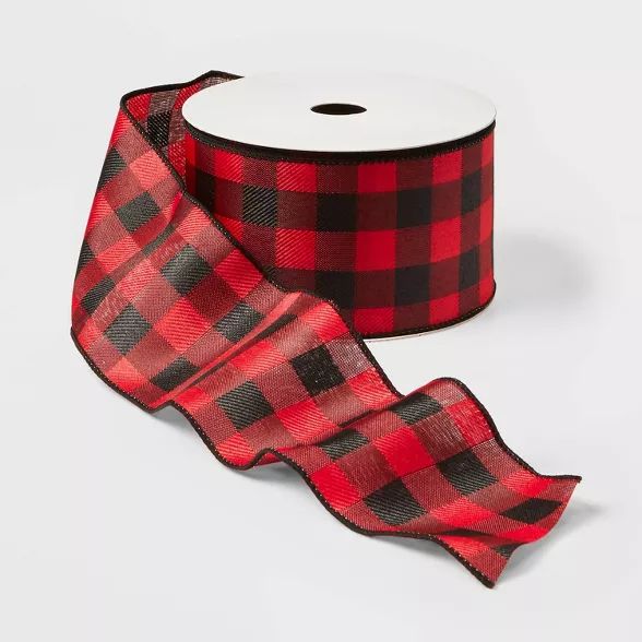 2.5" Buffalo Plaid Ribbon Red & Black 21ft - Wondershop™ | Target