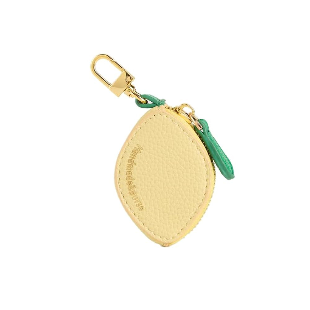 Lemon Shaped Coin Purse with Keychain, Mini Wallet, Yellow and Green, Cute Fashion Accessory | Amazon (US)