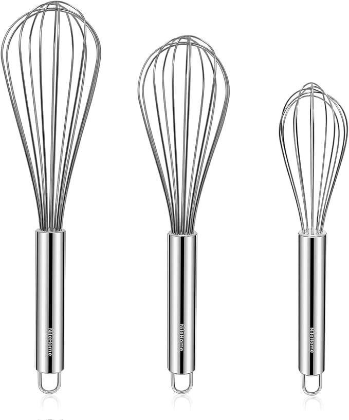 NileHome Stainless Steel Whisk Set 8" 10" 12" Kitchen Whisk Balloon Whisk Kitchen Wisk Wire Whisk... | Amazon (US)