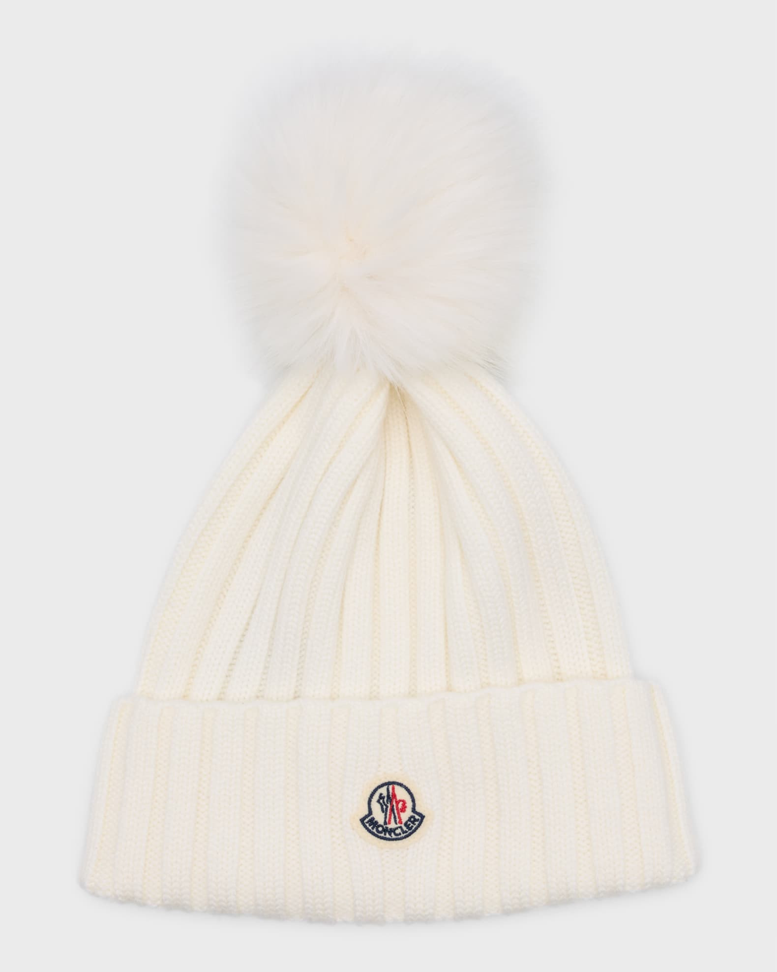 Ribbed Wool Beanie with Faux Fur Pom | Neiman Marcus