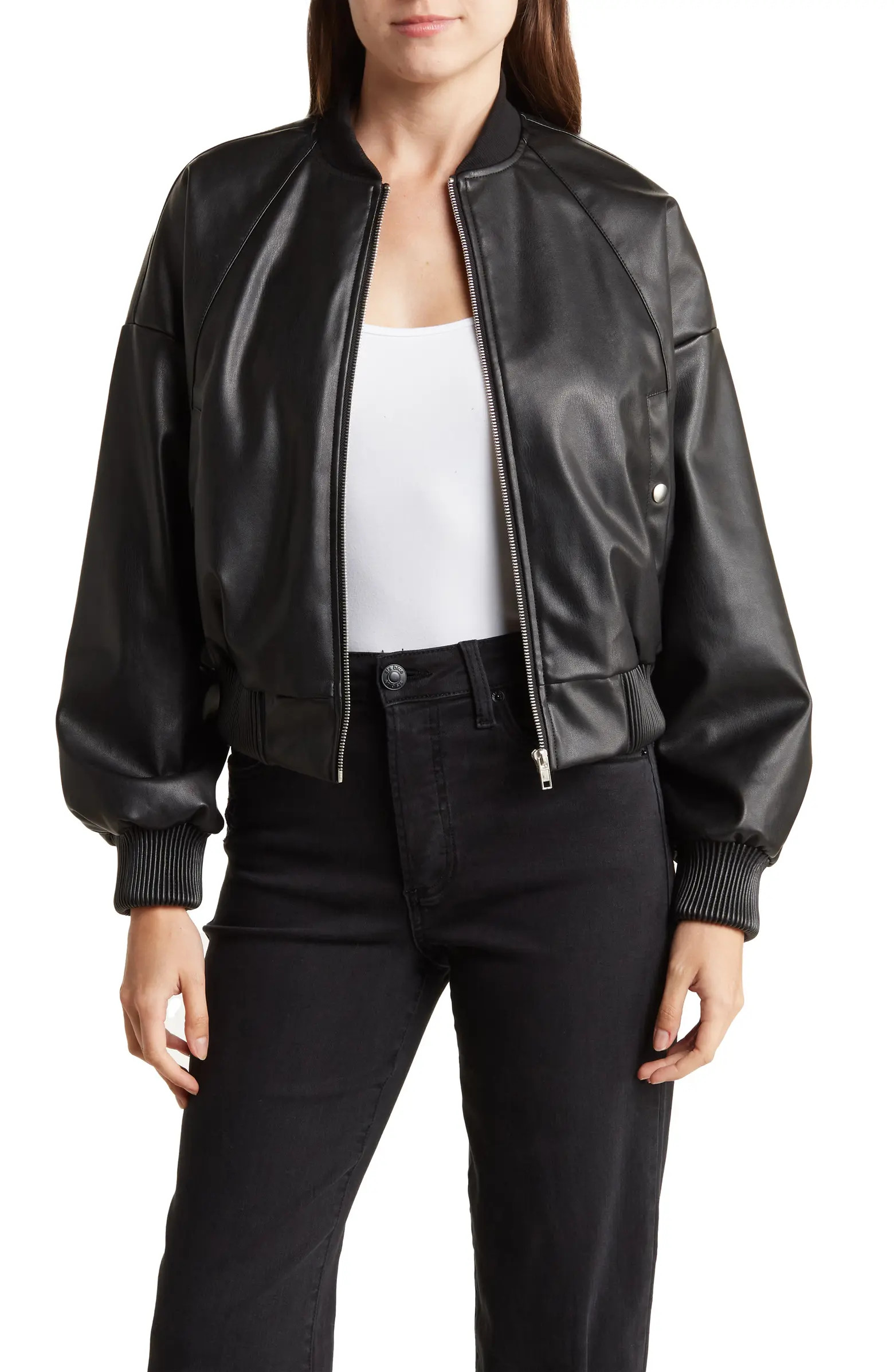 Vigoss Faux Leather Crop Bomber Jacket | Nordstromrack | Nordstrom Rack