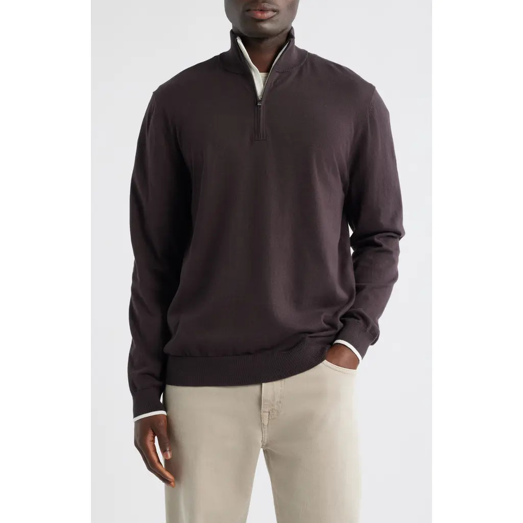 Reiss Swinley Quarter Zip Sweater in Chocolate Brown at Nordstrom Rack, Size X-Large | Nordstrom Rack