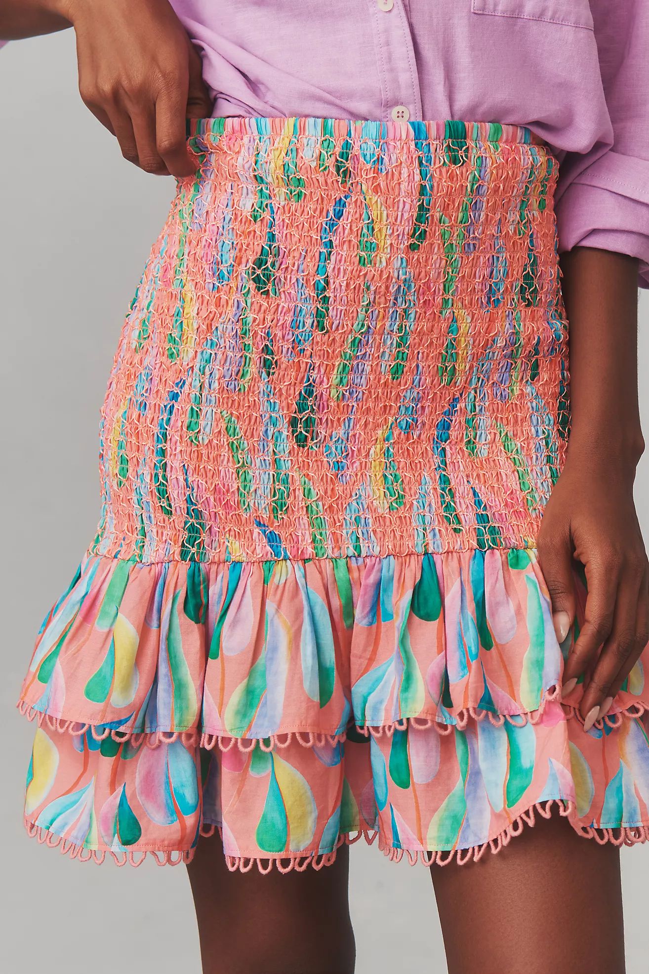 Farm Rio Printed Smocked Mini Skirt | Anthropologie (US)