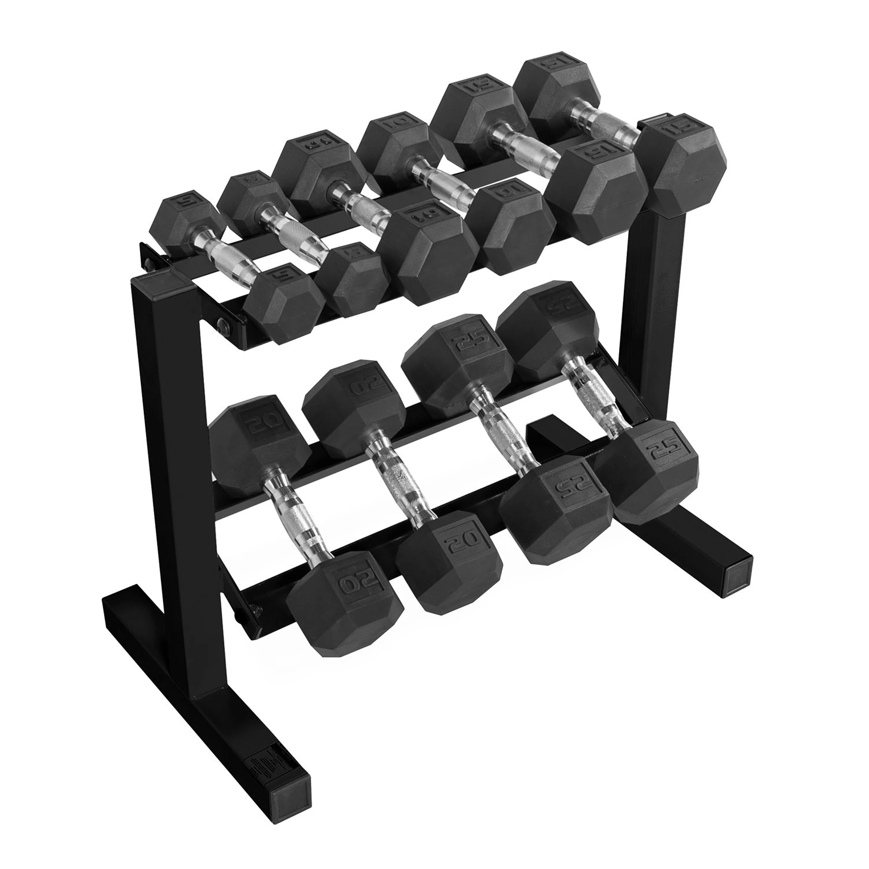 CAP 150 Lb. Coated Hex Dumbbell Weight Set, 5-25 Lb. with Black Rack | Walmart (US)