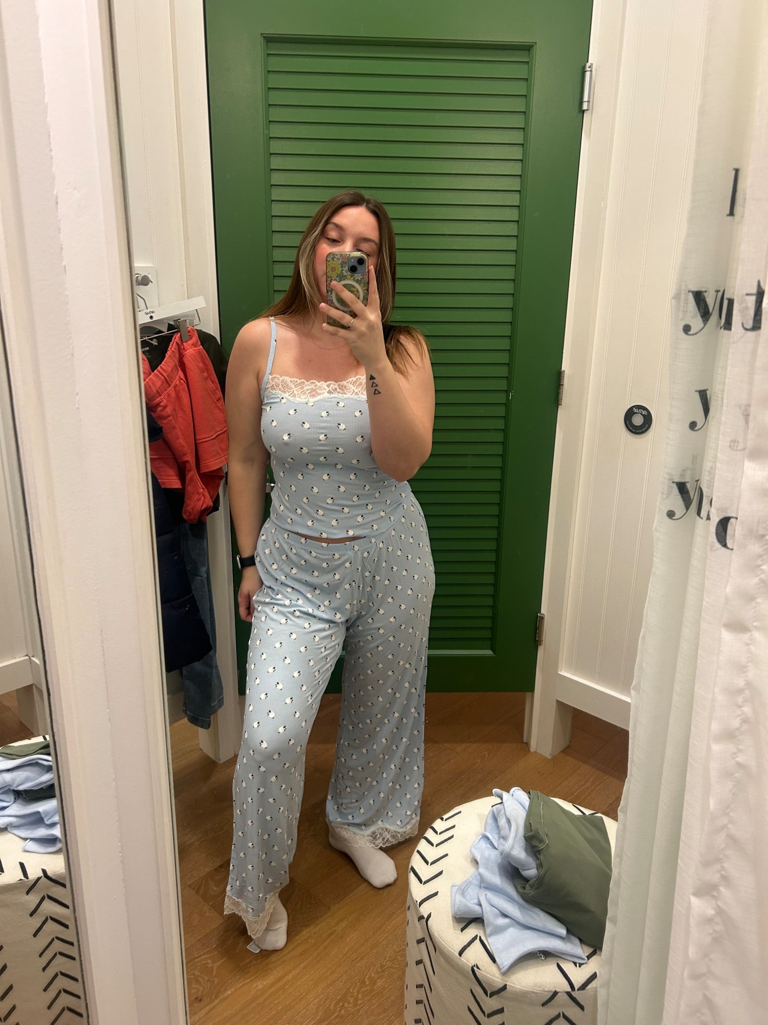 Aerie sheep pj set. So cute and so soft! Wearing a medium in both top and bottom  @Aerie 