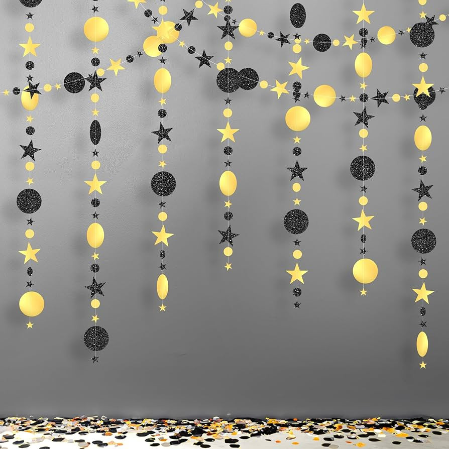 KatchOn, Black and Gold Star Garlands- 42 Feet, Pack of 3 | Pre-Strung, Star Garland | New Years ... | Amazon (CA)
