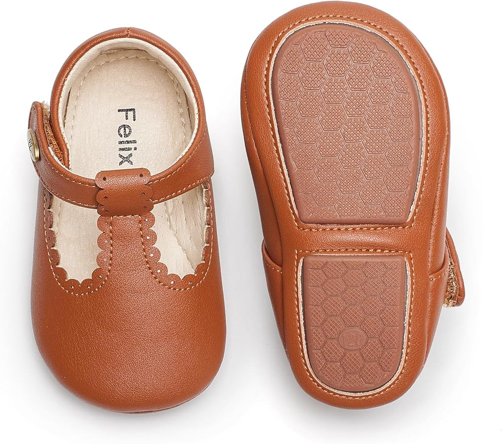 Felix & Flora Soft Sole Baby Shoes - Infant Baby Girls Ballet Flats Moccasinss Rubber Sole Walkin... | Amazon (US)