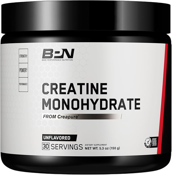 BARE PERFORMANCE NUTRITION, BPN Pure Creatine Monohydrate Powder by Creapure, 5g of Creatine per ... | Amazon (US)