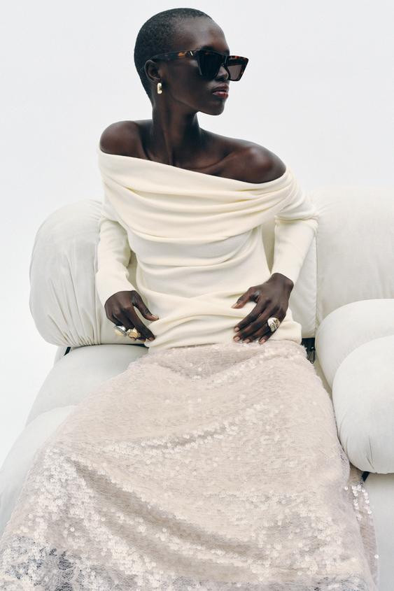 SEQUINED KNIT MIDI SKIRT | Zara US