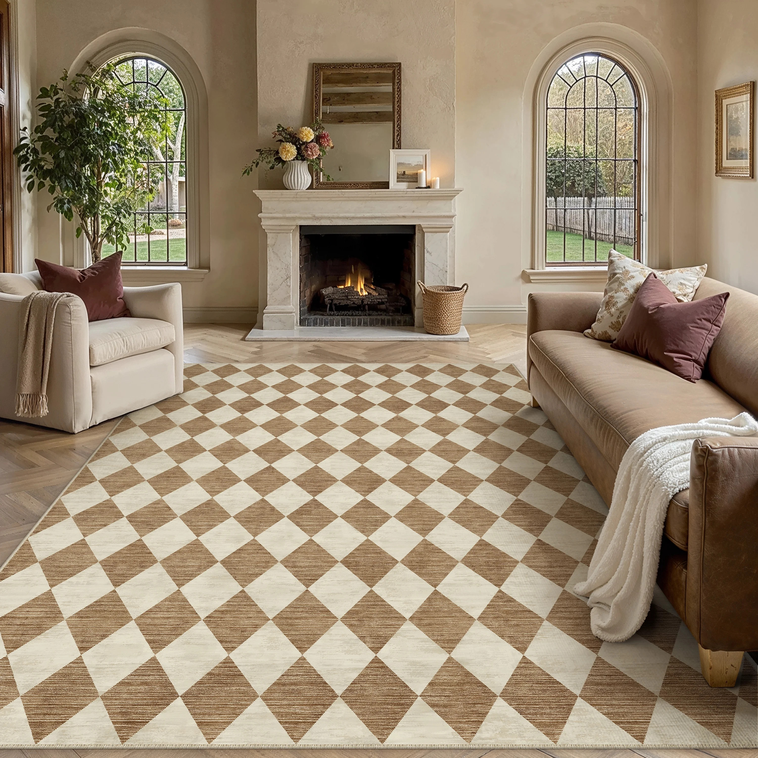 BERTHMEER 8'x10' Large Area Rugs for Living Room Modern Rhombus Checkered Rugs Bedroom Office Din... | Walmart (US)