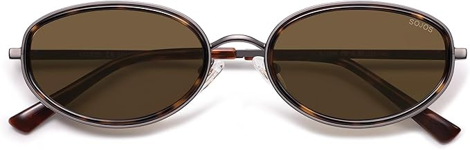 SOJOS Trendy Oval Polarized Sunglasses for Women Men, 80s 90s Chic Retro Vintage Sunnies SJ1248 | Amazon (US)