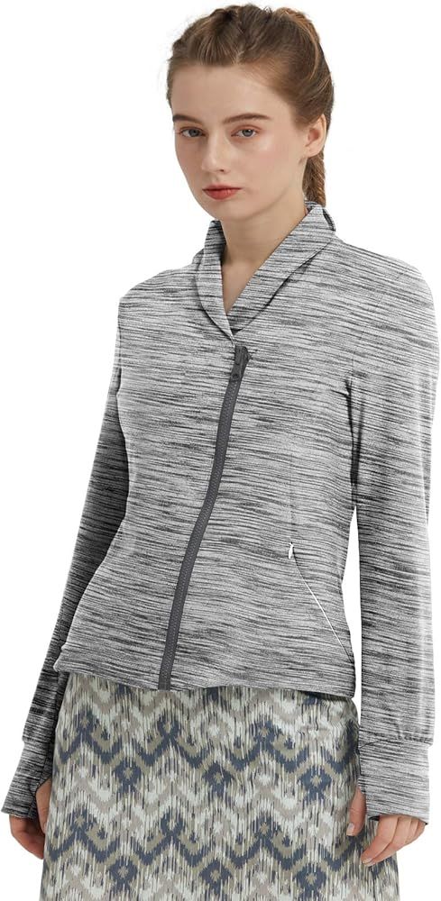 Women’s Sweatshirts Slim Fit Lightweight Zip Girl Yoga Workout Running Jacket Coat with Pocket | Amazon (US)