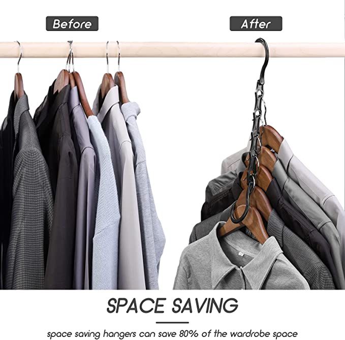 HOUSE DAY Black Magic Hangers Space Saving Clothes Hangers Organizer Smart Closet Space Saver Pac... | Amazon (US)