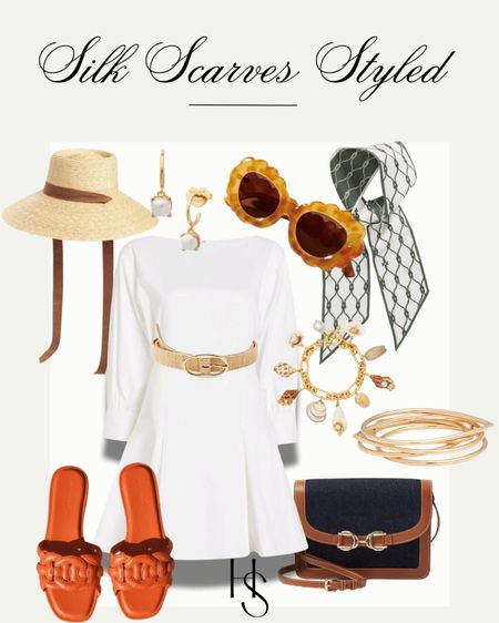 White dress styled with summer sandals and a silk scarf
Summer dress with sandals for vacay
Summer dress styled with a silk scarf
How to style a silk scarf 
How to style a satin scarf 
How to style a silk scarf for vacationn

#LTKstyletip #LTKtravel #LTKshoecrush
