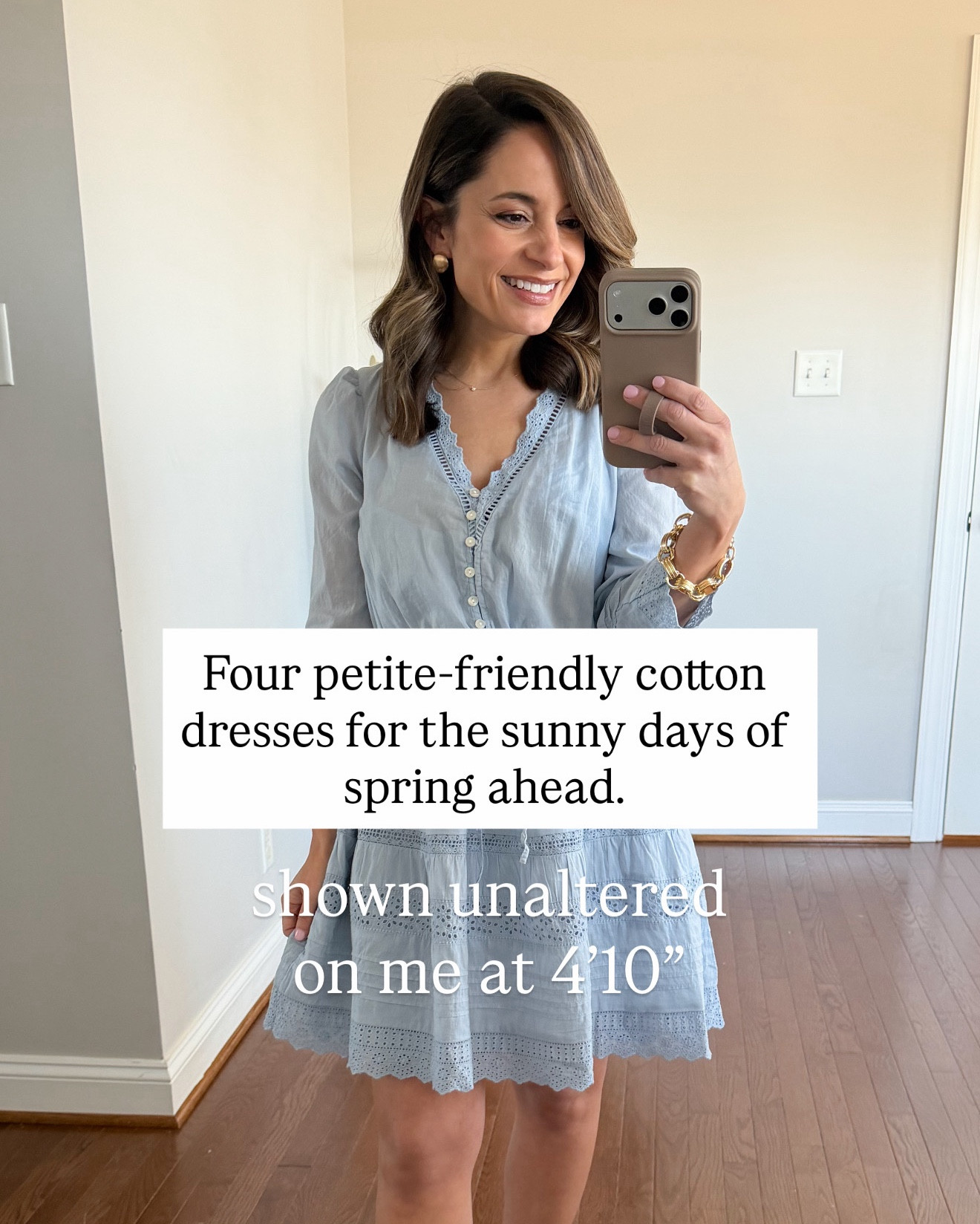 Four petite-friendly cotton dresses for the sunny spring days ahead! 

Light Blue (Gap): petite xs 
Dark Blue (J.Crew Factory): petite xxs 
Pink (J.Crew Factory): petite xxs 
White (Old Navy): petite xs 

Shoes (Dolce Vita): very snug on my toes. I’m going to try to break them in and let you know how it goes! 

My measurements for reference: I’m 4’10” and 105lbs. My bust, waist, and hip measurement is 32”, 24”, and 36”.

#LTKPetite #LTKSeasonal