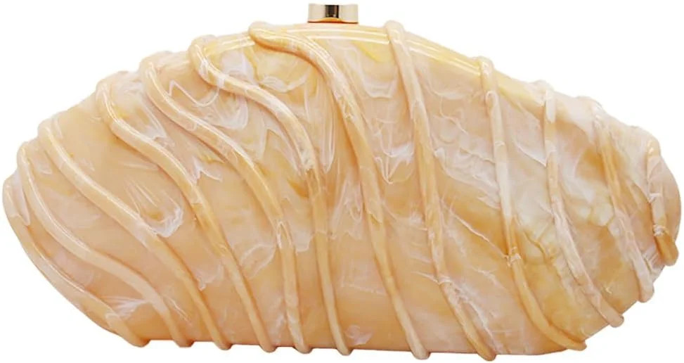 Women Shell Shape Acrylic Evening Clutch Purse Unique Stripe Marble Handbag for Party Cocktail We... | Walmart (US)
