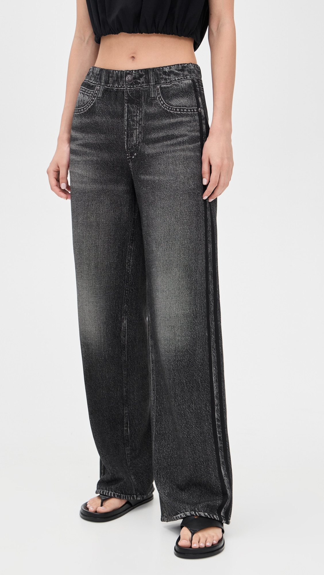 rag & bone Miramar Wide Leg Track Pants Washed Black XS | Shopbop