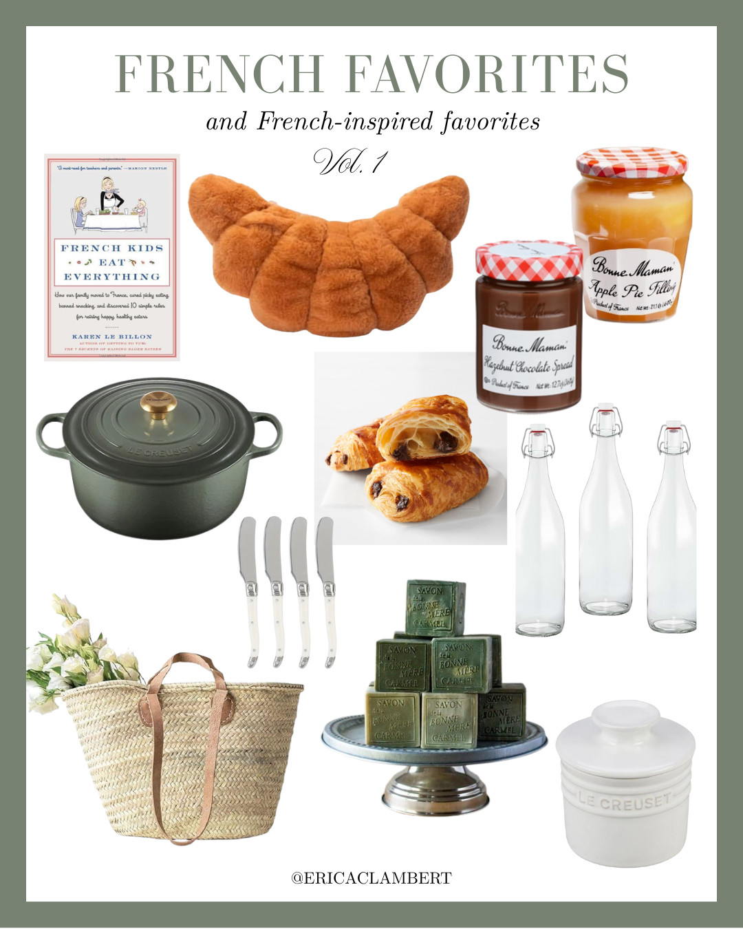 Bring a little effortless joie de vivre into your home with my French and French-inspired favorites. These are the pieces I reach for when I want my everyday to feel a little more charming, cozy, and chic — from market totes and croissant pillows to pantry staples straight from a Parisian kitchen.

Perfect for moms, homebodies, entertainers, and anyone obsessed with that timeless French lifestyle.



Included in this collection:

• French kitchen staples
• Cozy croissant pillow
• Le Creuset cookware
• Bonne Maman jams + spreads
• Market baskets
• French table knives
• Savon de Marseille soap
• Chic glass water bottles
• Pastries + French-style treats




French home decor, French lifestyle favorites, Parisian kitchen essentials, French market tote, Le Creuset, French cookware, light + airy home style, cozy kitchen finds, European home inspiration, French pantry staples, aesthetic home finds, 30A lifestyle, French motherhood aesthetic, French girl kitchen 

 #LTKGiftGuide #LTKHome #LTKKids