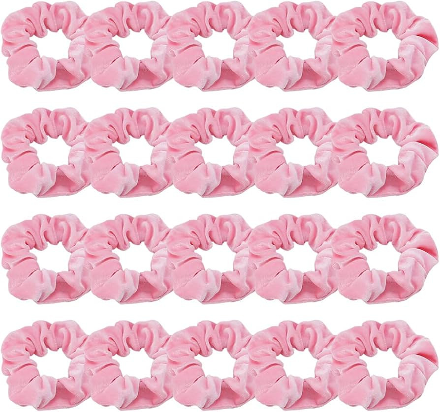 Didder 20 Pcs Pink Velvet Scrunchies, Soft Hair Ties for Women Girls Elastic Bobbles Ropes Scrunc... | Amazon (US)