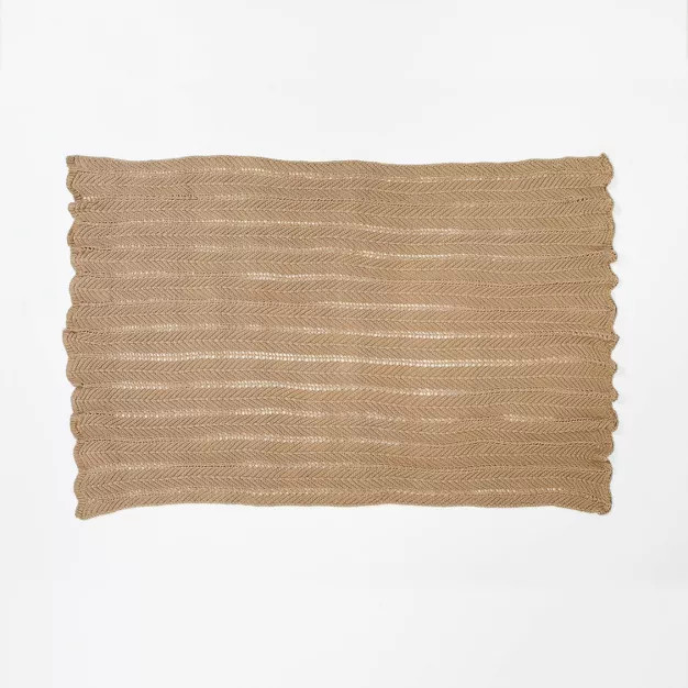 Herringbone Pointelle Throw Blanket Taupe - Threshold™ designed with Studio McGee | Target
