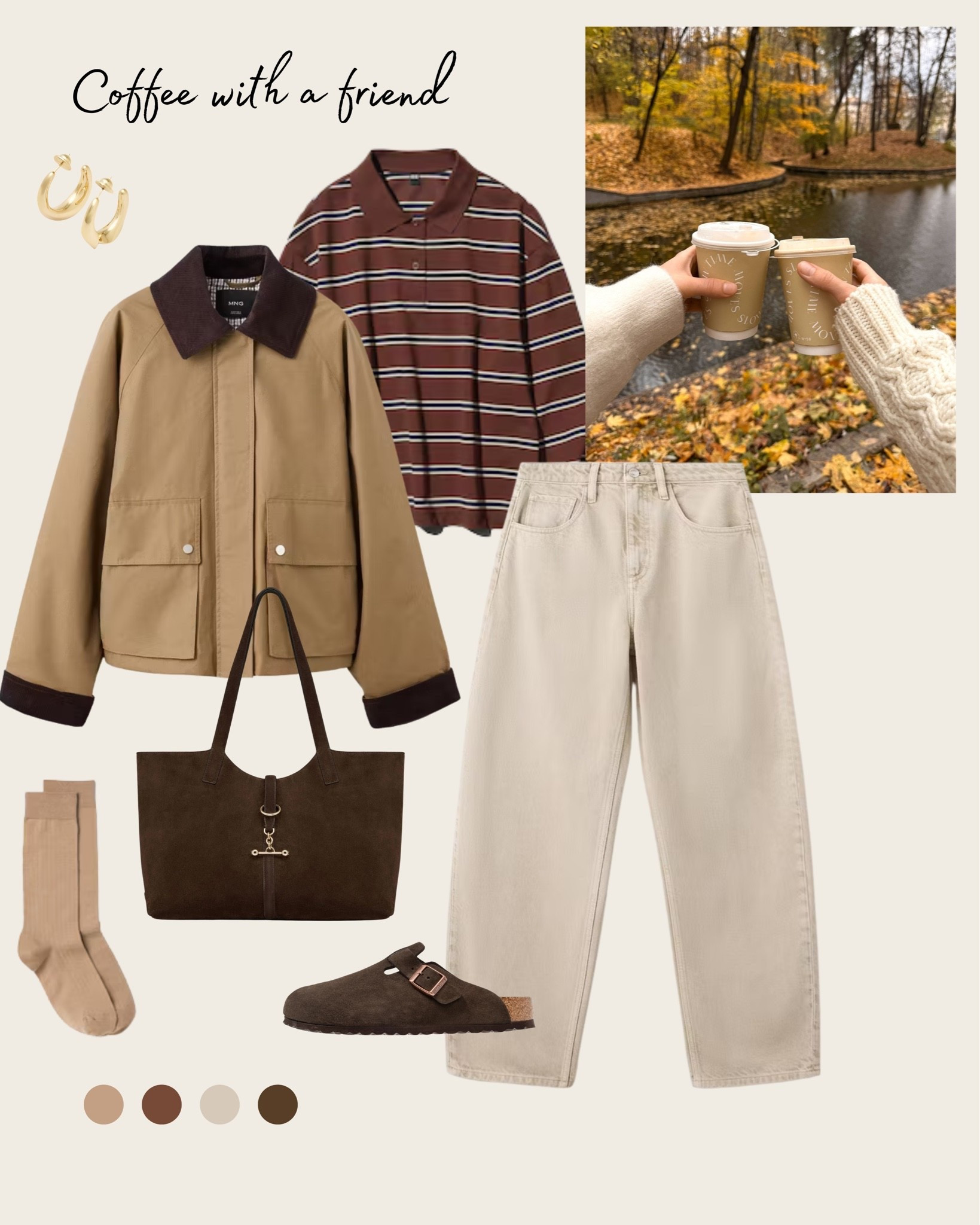 Autumn looks - Coffee with a friend 🍁
Jeans @mango - loose fit
Barn jacket - oversized fit, would recommend sizing down 
Top - oversized fit
