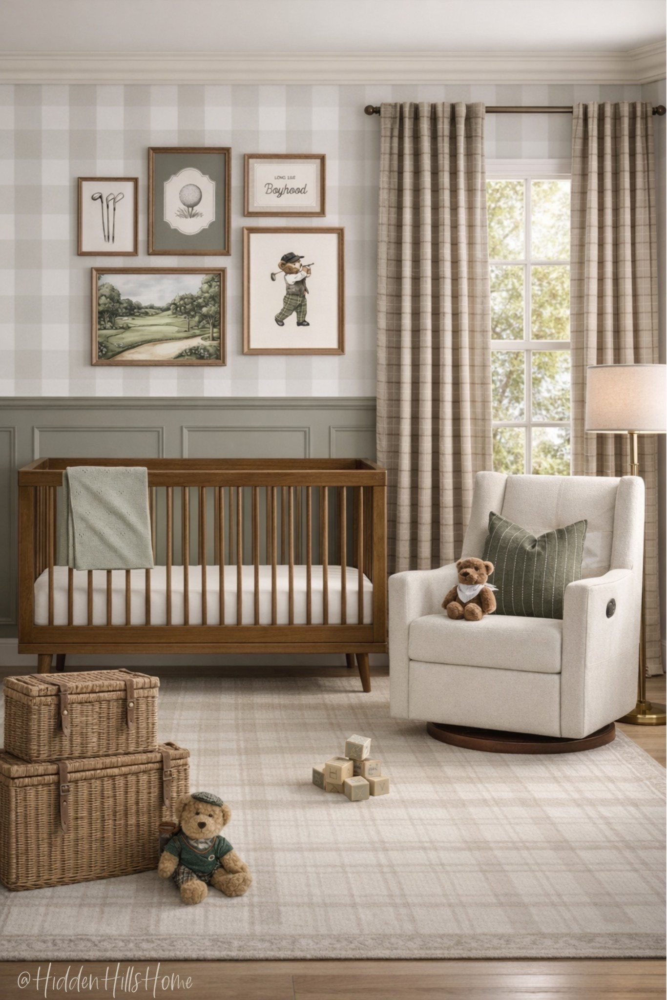 Nursery decor, vintage inspired nursery decor mood board, golf themed nursery, cute baby room decor ideas, nursery design #nursery

Wall color is SW Evergreen Fog

#LTKHome #LTKSaleAlert #LTKBaby