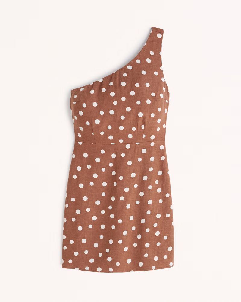 One-Shoulder Linen-Blend Mini Dress | Abercrombie & Fitch (US)