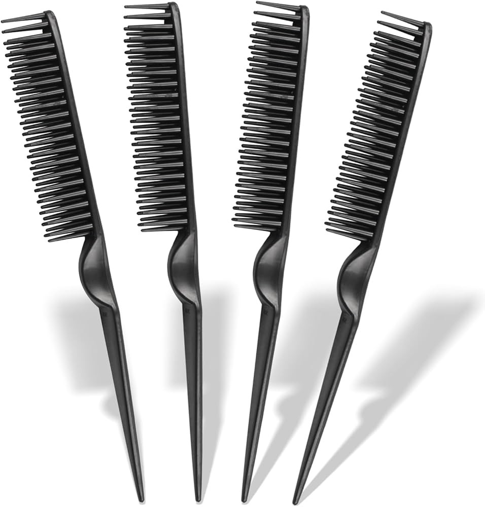 3-Row Rat Tail Styling Comb Set (4PCS) – Flexible Comb for Detangling, Defining Curls, and Sect... | Amazon (US)