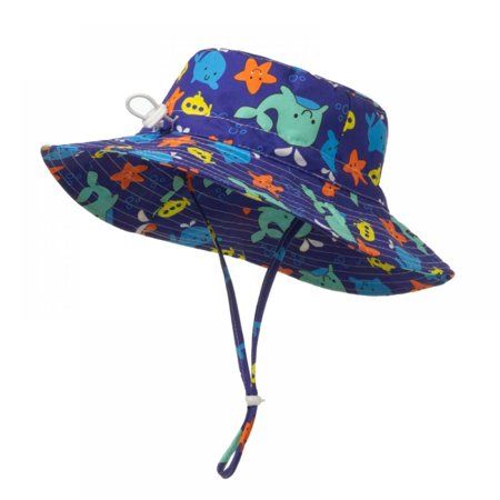 Baby Sun Hat Adjustable - Outdoor Toddler Swim Beach Pool Hat Kids UPF 50+ Wide Brim Chin Strap Summ | Walmart (US)