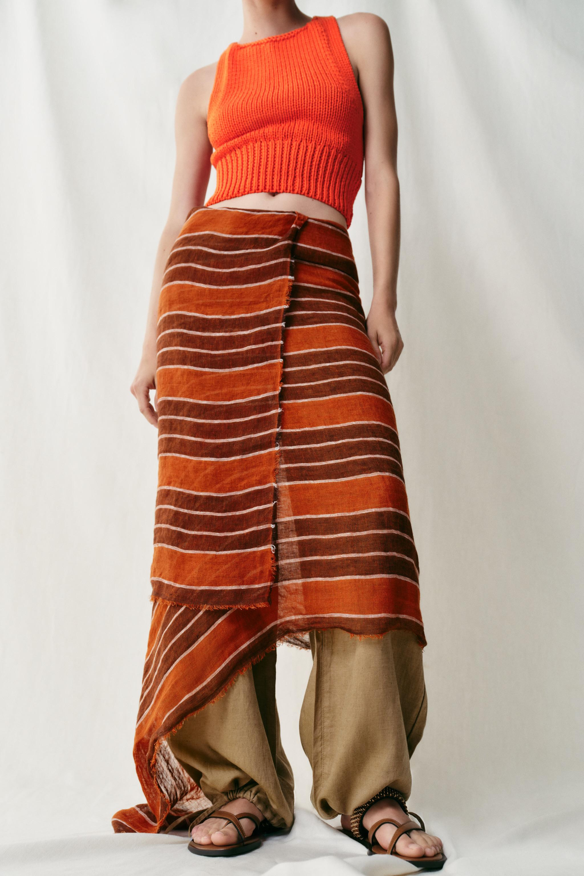 100% LINEN STRIPED PRINT SCARF | Zara UK