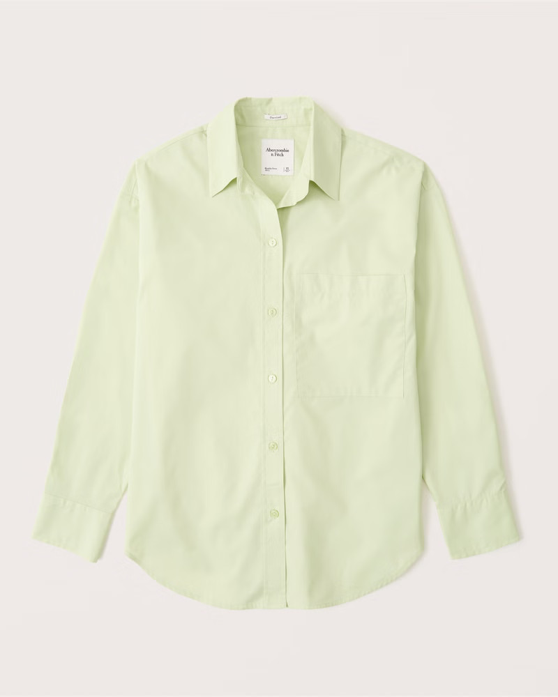 Women's Oversized Poplin Button-Up Shirt | Women's Tops | Abercrombie.com | Abercrombie & Fitch (US)