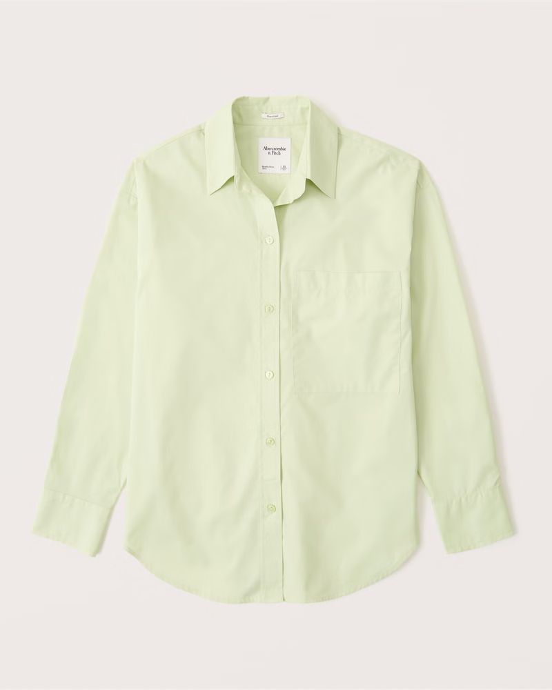 Women's Oversized Poplin Button-Up Shirt | Women's Tops | Abercrombie.com | Abercrombie & Fitch (US)