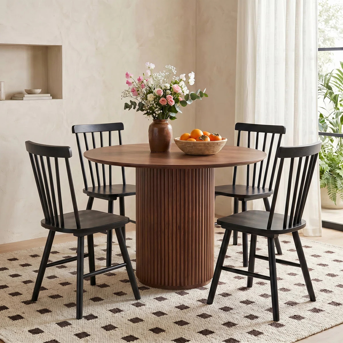 Gunther Mid-Century Solid Wood Windsor Dining Chair For Kitchen Or Dining Room (Set of 4) | Wayfair North America