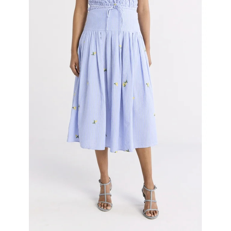 Free Assembly Women's and Women’s Plus Pleated Cotton Maxi Skirt, Sizes 0-28W - Walmart.com | Walmart (US)