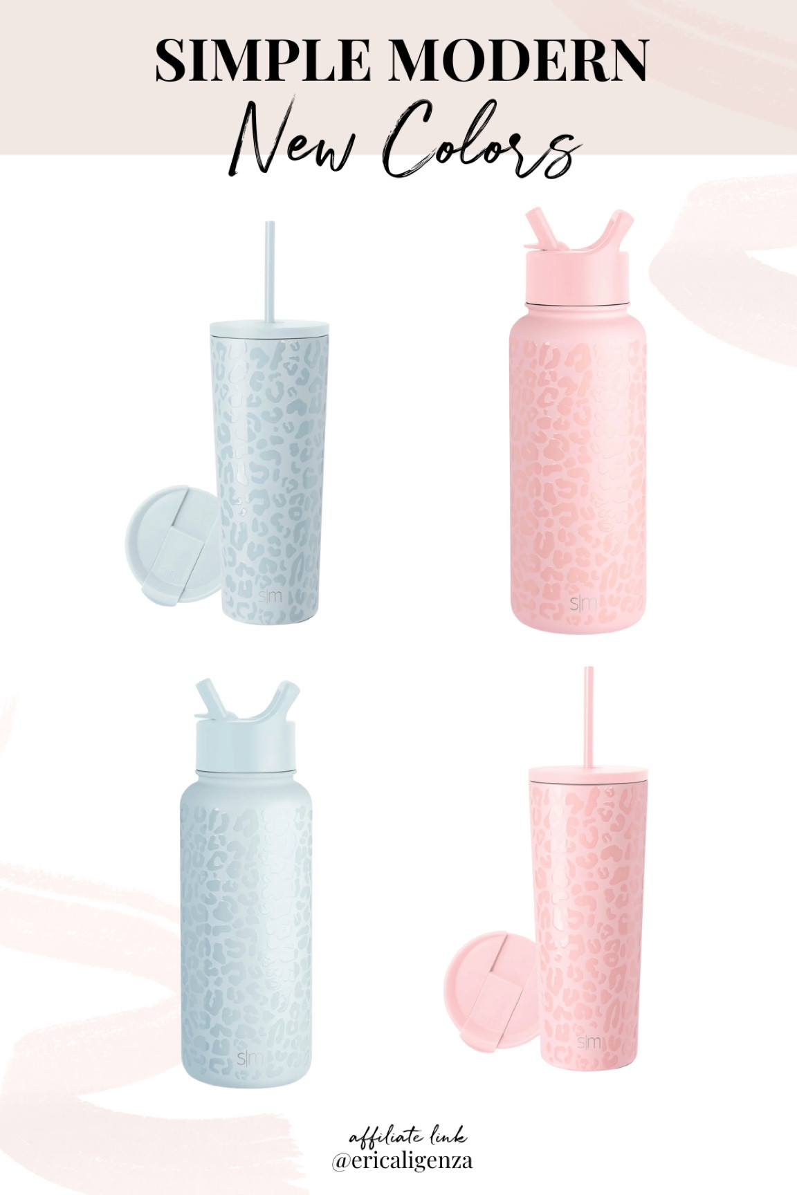 New colors from Simple Modern - blue leopard + blush leopard 💙🐆💕

Simple modern cup // simple modern water bottle // travel cup with straw // insulated water bottle // leopard print travel cup // leopard print water bottle 

#LTKSeasonal #LTKhome #LTKFind