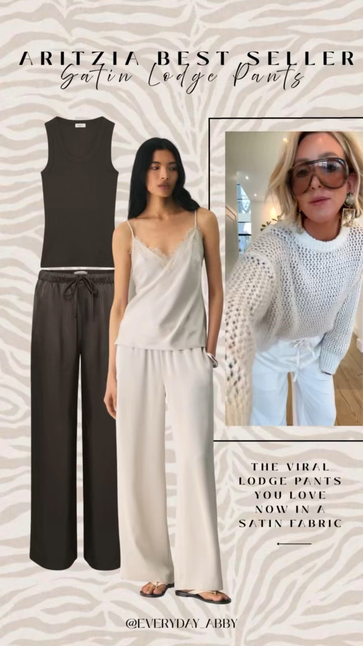 The viral Lodge pants from @Aritzia now available in a satin fabric! These pants will go with anything and are a staple in my closet 👏🏻🤍

#LTKgrwm #LTKootd