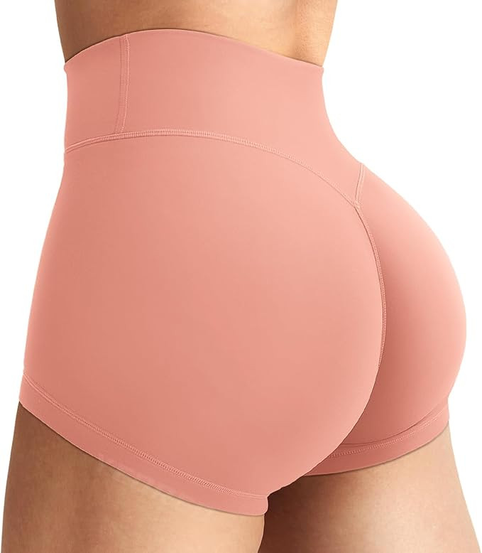 YEOREO LuxFlow Women's Biker Shorts 2.5" No Front Seam Elysina High Waist Hidden Scrunch Workout ... | Amazon (US)