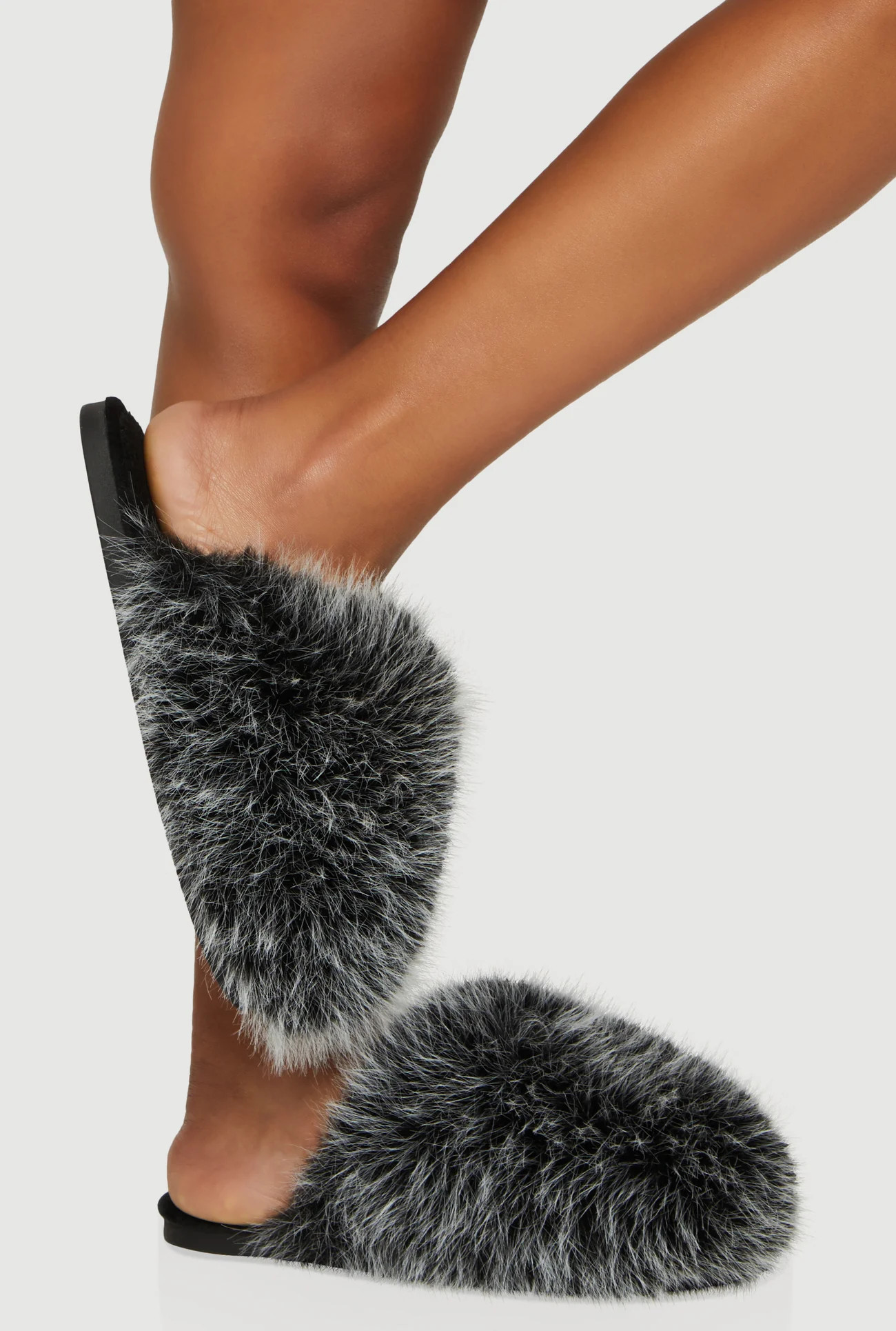 Cozy Faux Fur Closed Toe Slippers | Rainbow Shops