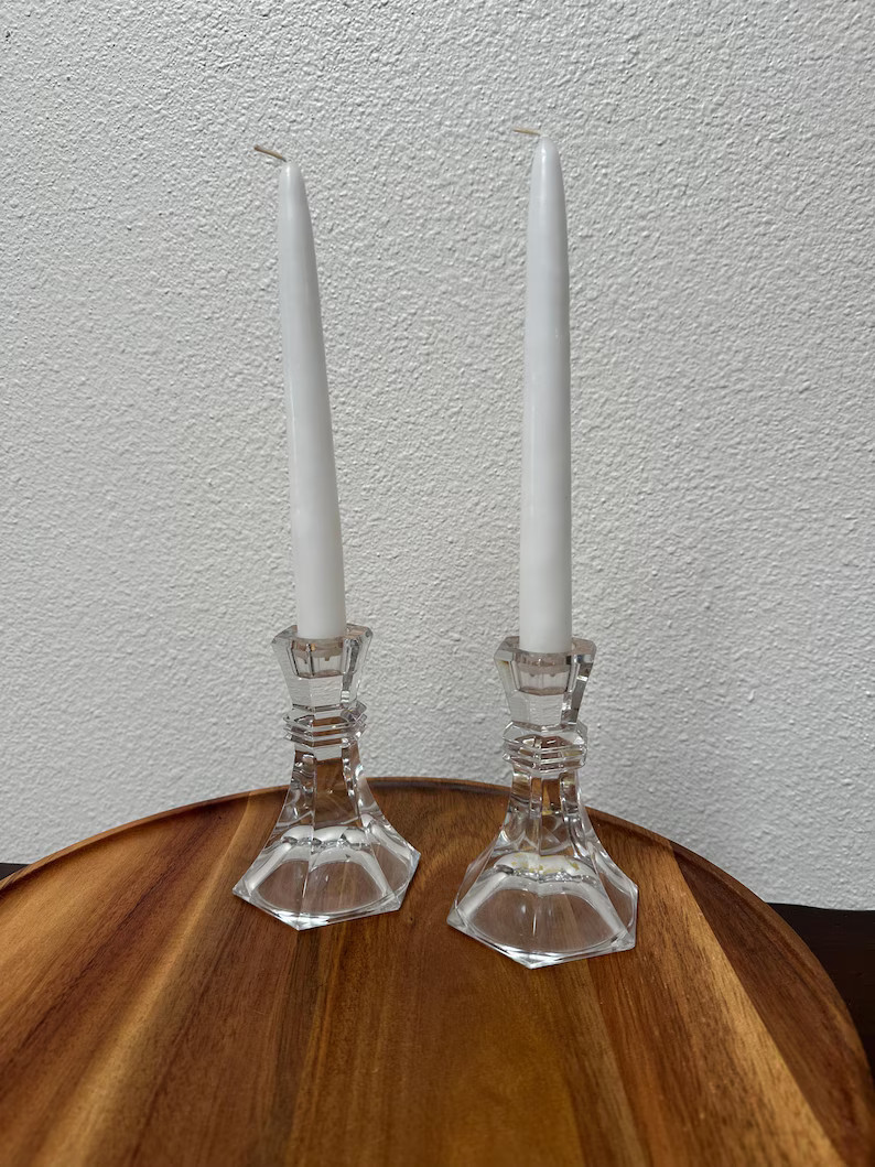 Vintage Mikasa Crystal Candlestick Holders - Set of Two - Collectible Candlestick Holders | Etsy (US)