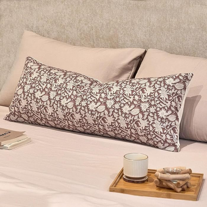 Amor Virisso Floral Throw Pillow Cover 14x36 Couch Decorative Accent Sofa Pillow Brown | Amazon (US)
