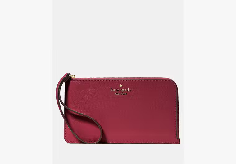 Kate Spade Lucy Medium L-Zip Wristlet, Red Jam | Kate Spade Outlet
